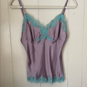 Vintage Marciano 100% Silk & Lace Camisole Slip Lingerie Top Y2K